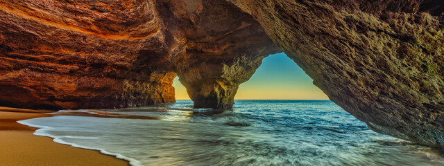 Panoramic Canyon Antelope, slot canyon near Page, Arizona, America. Abstract background concept.	