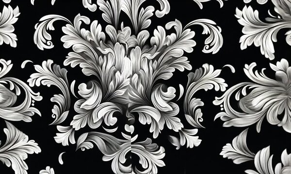 Black and White Damask Pattern