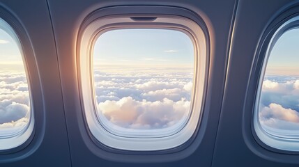 Naklejka premium Airplane Window Template with Inside and Outside Views. AI generated illustration