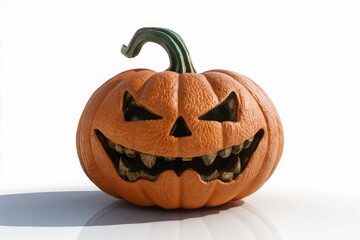 A carved pumpkin with a menacing grin, ready for Halloween.