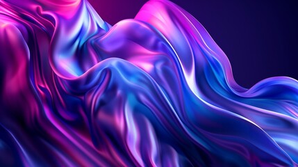 Fototapeta premium Abstract blue and purple flowing fabric with vibrant colors and holographic effect