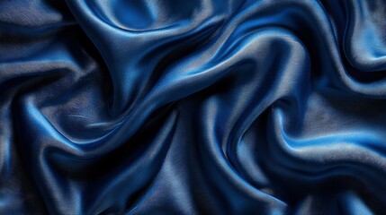 Fototapeta premium A close-up of blue fabric with a wavy pattern in the middle is soft