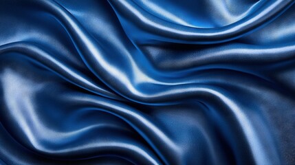 Fototapeta premium Close-up of blue satin-like fabric textured cloth