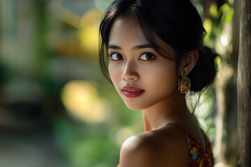 Fototapeta premium Beautiful young woman from Indonesia