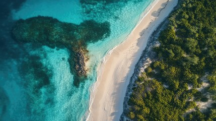 Aerial View of Munjack Cay, Bahamas Bay and Beach. AI generated illustration
