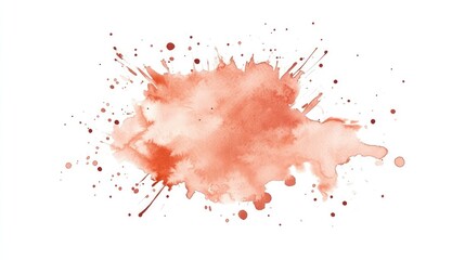 Peach Watercolor Splash on White Background. AI generated illustration