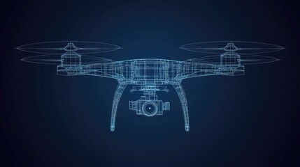 Obraz premium Quadcopter Blueprint Wireframe. AI generated illustration