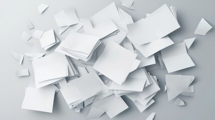 White Paper Sheets Falling Down. AI generated illustration