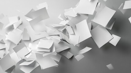 White Paper Sheets Falling Down. AI generated illustration