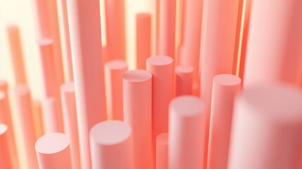Fototapeta premium A close-up of pink and yellow tubes in a room with a pink and yellow tube-covered wall