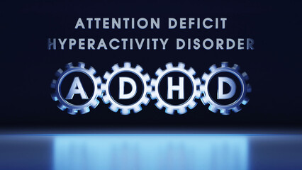 Conceptual video that shows ADHD Attention-Deficit Hyperactivity Disorder. Spinning gears symbolize thinking. 3D animation