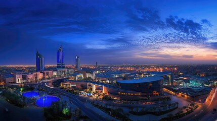 KAFD Buildings in Riyadh at Blue Hour. AI generated illustration