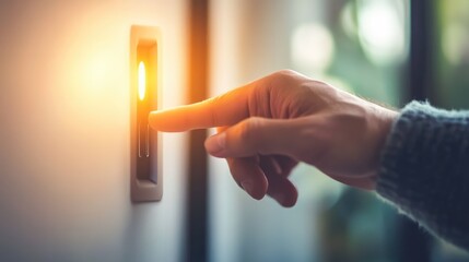 Saving Electricity by Turning Off the Light. AI generated illustration.