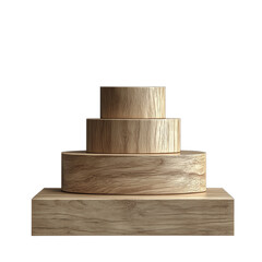 Wooden stackable blocks with natural finish on transparent background