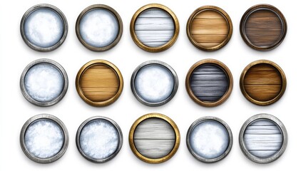 Round UI Game Frames. AI generated illustration.