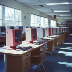 Tech Dreams Paused: Empty Computer Lab in a Technology-Focused School