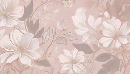 Seamless floral pattern with delicate pastel flowers and leaves creating a romantic and elegant atmosphere