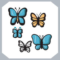 Butterfly silhouette icon, Silhouettes of butterflies. Black of funny butterflies. Insect butterfly black silhouette, Set of butterflies