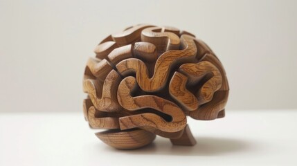 Wooden Brain Teaser on White Background  Wooden Brain Teaser on White Background