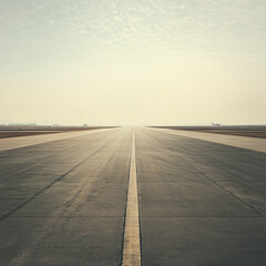 Fototapeta premium The Quiet Runway: Wide Open Airport Runway Without a Plane in Sight