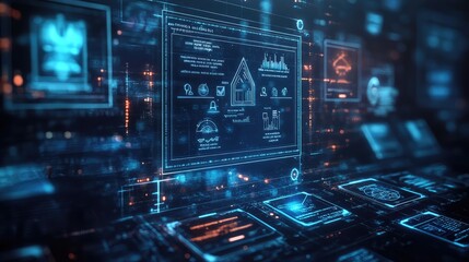Fototapeta premium Compliance rules and regulations on virtual screen. AI generated illustration.