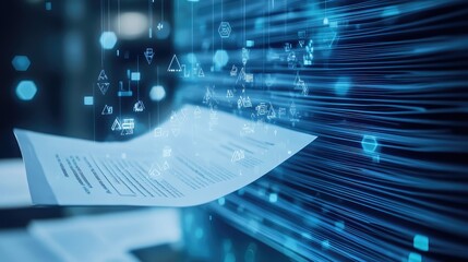 Digital transformation in tax e-invoice software with automation, cloud integration, financial data processing, and modern invoicing technology in a business environment. AI generated illustration.