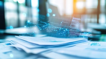 Digital transformation in tax e-invoice software, illustrating automation, data integration, and cloud-based invoicing tools in a modern business and finance environment. AI generated illustration.