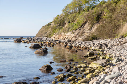 Rocky Baltic sea shore near city Hasle in Bornholm - Denmark Europe