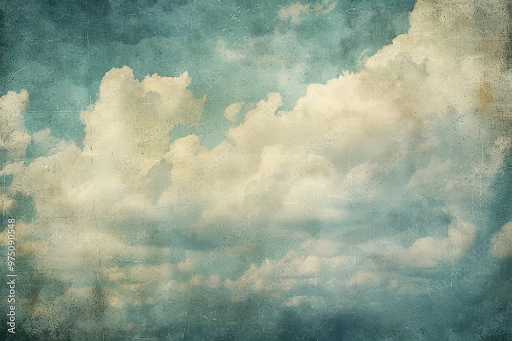Wall mural artistic soft cloud and sky with grunge paper texture