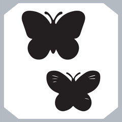 Butterfly silhouette icon, Silhouettes of butterflies. Black of funny butterflies. Insect butterfly black silhouette, Set of butterflies
