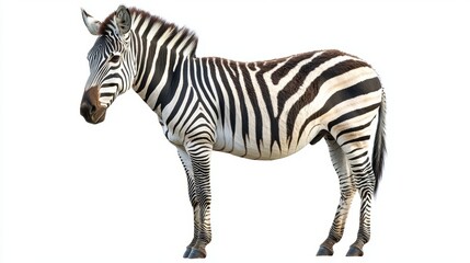 Fototapeta premium Zebra Standing Isolated on White Background