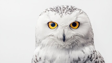 Obraz premium Close Up Portrait of a Snowy Owl with Bright Yellow Eyes