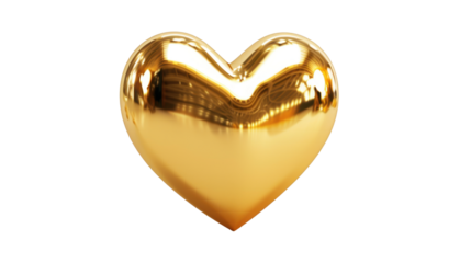 Golden heart on transparent background