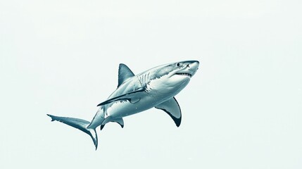 Obraz premium Great White Shark Swimming Underwater with Open Mouth