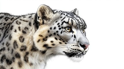 Fototapeta premium Close Up of a Majestic Snow Leopard with White Background