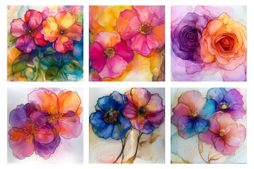 collage with flowers