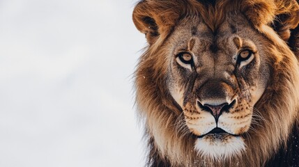 Fototapeta premium Close Up Portrait of a Majestic Lion with Intense Gaze