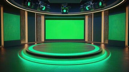 Virtual News Studio Set. AI generated illustration