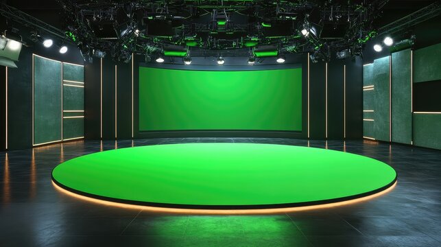 Virtual News Studio Set. AI generated illustration