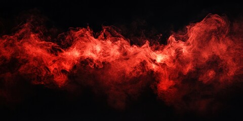 Fototapeta premium Red smoke billows across a black background.