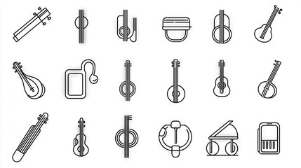   A collection of ebony and ivory musical devices with elongated silhouettes cast on their sides in an image