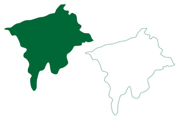 Jorhat district (Assam State, Republic of India) map vector illustration, scribble sketch Jorhat map