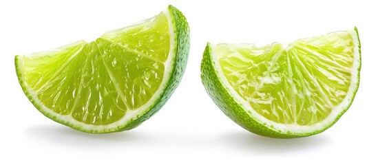 Lime Or Lemon Cut Half Slice Isolated On White Background