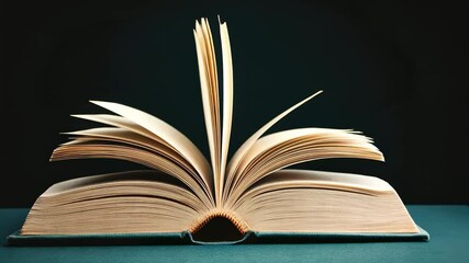 An open book with pages gracefully fanned out