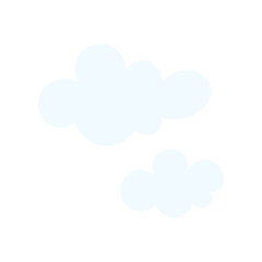 Vector illustration of two simple clouds isolated on a white background. Clouds in doodle style. Weather. Celestial object.