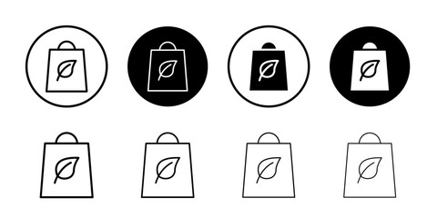 Eco bag icon logo set vector