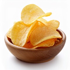 Isolated pile of potato chips in a bowl