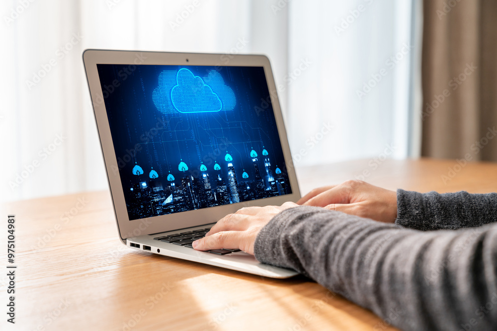 Poster cloud computing software for modish remote work and personal data storage