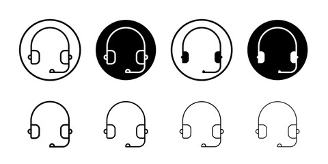 Support headset icon logo set vector