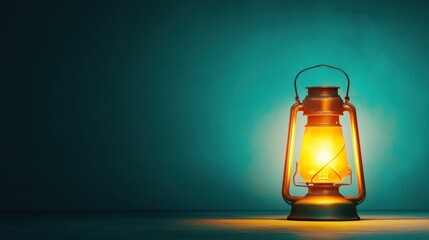 Illuminated Lantern with Watercolor Glow in Dark - Concept of Artificial Light Energy.